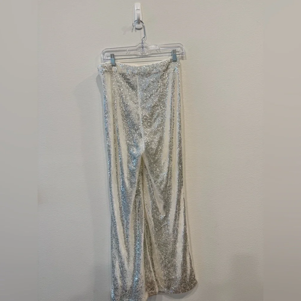 Elegant Silver Sequin Women's Pants - Picture 4 of 4
